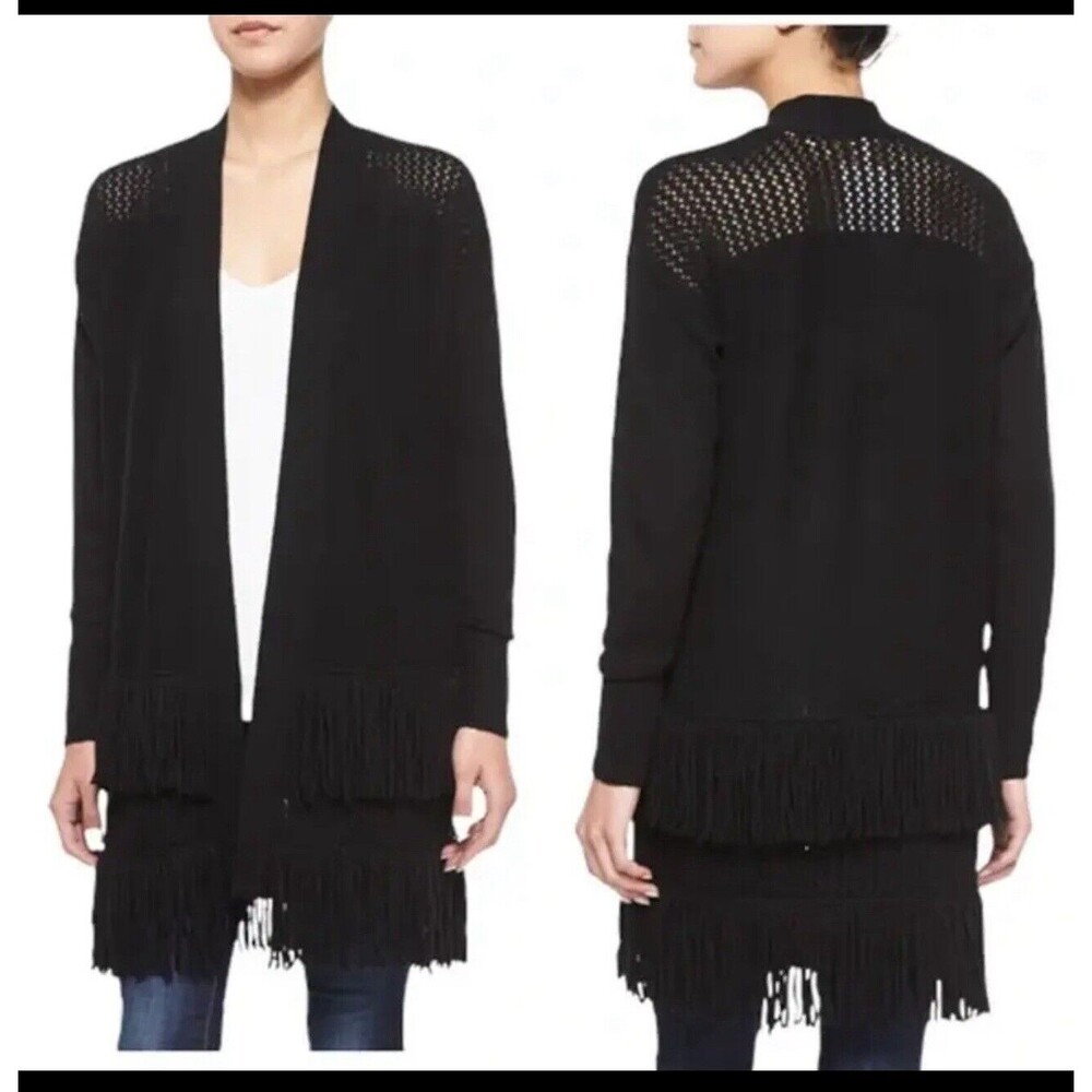 Rebecca Taylor Fringe Knit Wool Cardigan Sweater Women’s Small